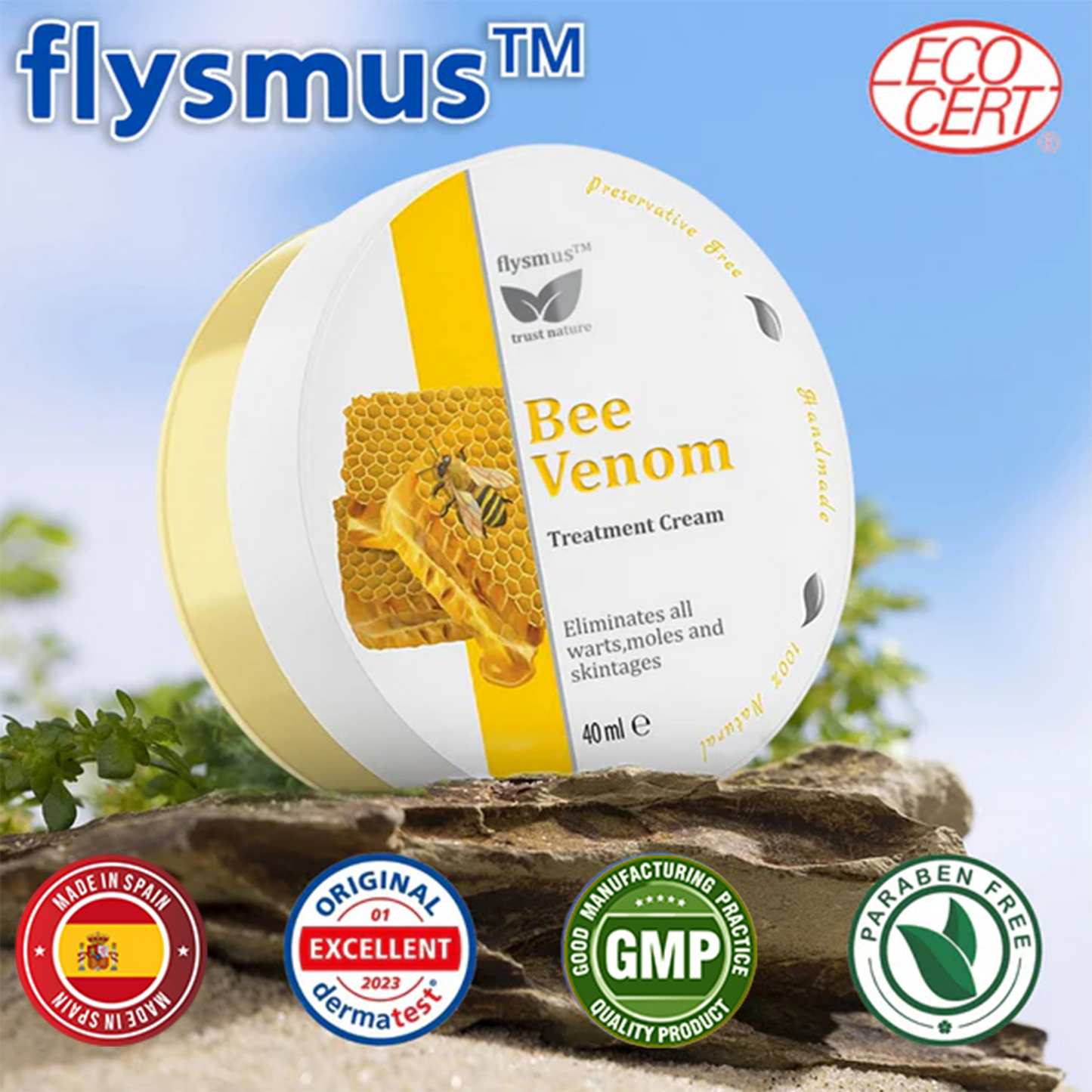 ✅Crema de tratamiento con veneno de abeja flysmus™🐝: Para Eczema, Psoriasis, Acné, Rosácea, Infecciones por Hongos, Verrugas